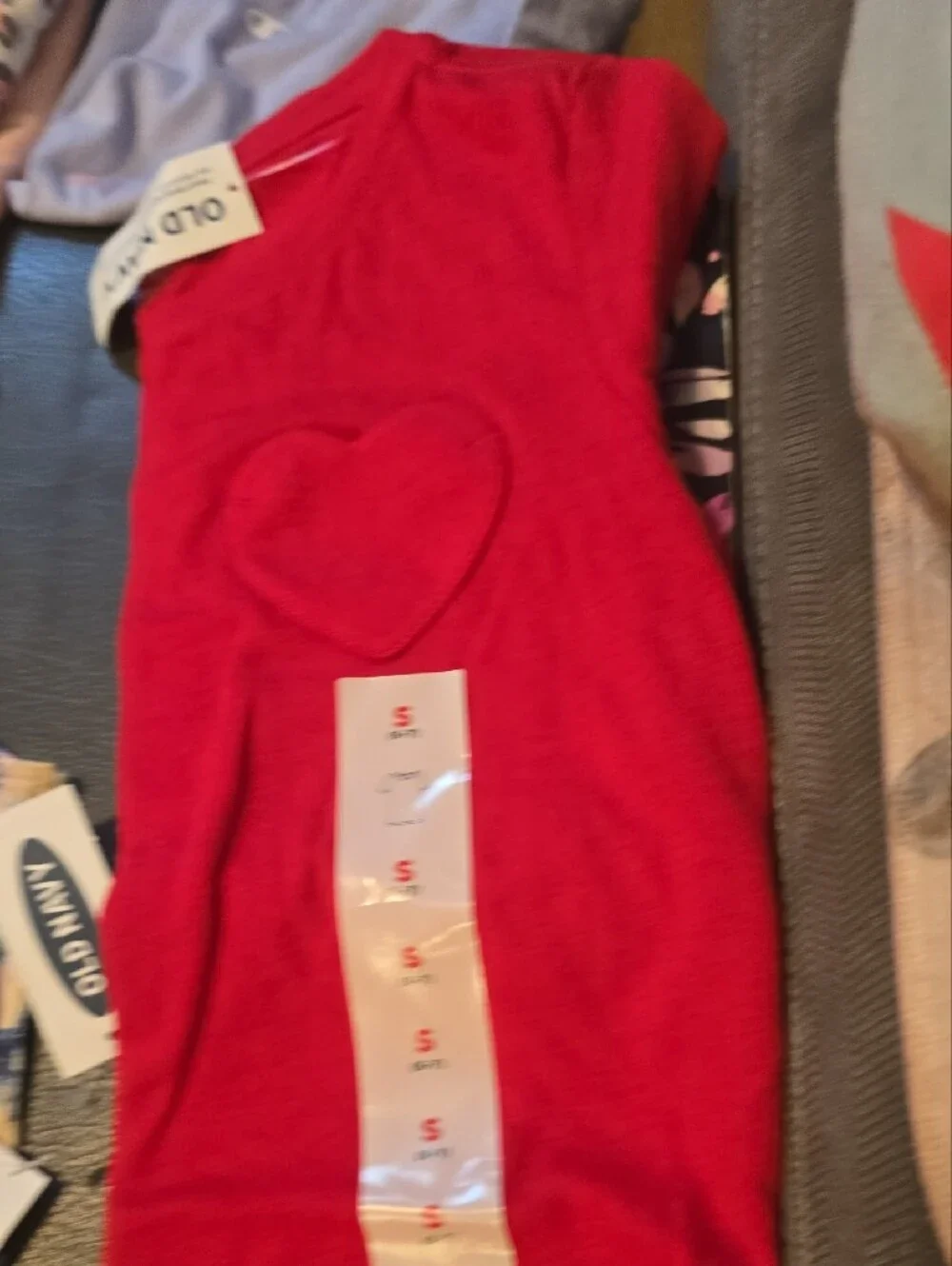 Old Navy Black Short Sleeve Tee with Red Heart Detail